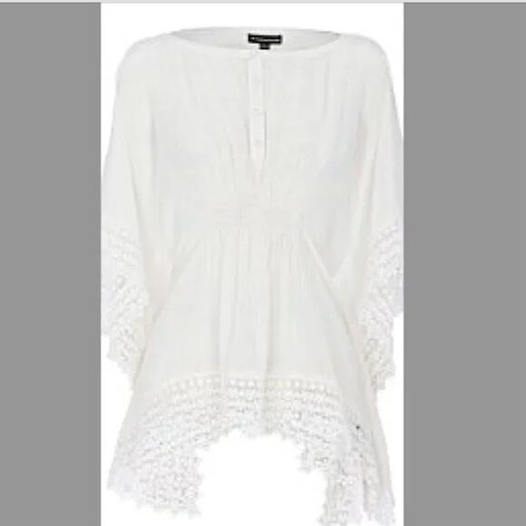 Warehouse White Ivory Crochet Blouse Top Shirt, ASO Kate Middleton - Picture 6 of 6